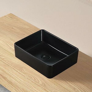 【JOMOWN限定排水セット付き】ブラック 洗面ボウル 小型 オシャレ 洗面台 洗面ボール 置き型 手洗い鉢 陶器 手洗い器 手洗いボウル 405*310*130mm(四角形)