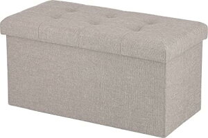 不二貿易 収納ベンチ 収納ボックス 幅60×奥行30×高さ30cm ライトグレー オットマン 耐荷重80kg 折りたたみ ボックススツール ハント 86139
