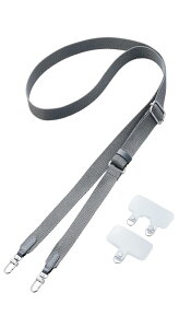 エレコム スマホ ショルダーストラップ 肩掛け 首掛け ストラップホルダー2種類付き フラット 肩が痛くなりにくい ブラック P-STSDH2FBK