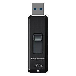 アーキス(Archiss) USBメモリ 128GB USB3.2(Gen1) / USB3.1(Gen.1) / USB3.0 / USB2.0 対応 スライド式 ストラップホール付き キャップレスデザイン AS-128GU3-PSB