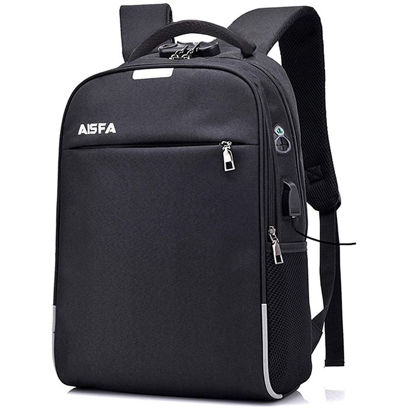 AISFA リュック PC ビジネスバックパック 防水加工 リュックサック大容量 ラップトップバック 送料無料 新品 USB充電ポート付き ヘザーグレー 時間指定不可 売れ筋 収納力 ブラック 人気 ファッション 流行り