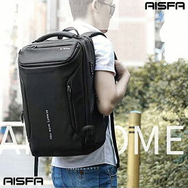 AISFA リュック メンズ リュックサック バッグパック 防水レバー付き 17インチPC ビジネスリュック ラップトップバッグ 大容量 bag USB充電機能付き30L 旅行防水 通勤 学生