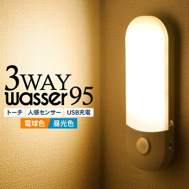 LEDセンサーライト 人感センサーライト 足元灯 常夜灯 おしゃれ ナイトライト USB充電 明暗センサー コンセント 壁付 小型 自動 室内 玄関 廊下 寝室 トイレ 防災グッズ 停電 地震対策 防犯 wasser95 直送