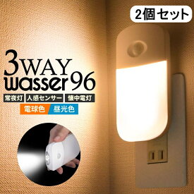 LED センサーライト 【2個セット】送料無料 フットライト コンセント 室内 人感 明暗センサー 自動消灯 足元灯 常夜灯 感知 懐中電灯 玄関 廊下 寝室 ベッドルーム 停電 地震対策 防犯 防災グッズ 間接照明 直送