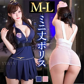 【20%OFFクーポン有】セクシー コスプレ セクシー コスチューム ポリス CA 制服 セクシーランジェリー 超過激 スケスケ ミニ丈 ミニスカート ミニスカ ネイビー ピンク 帽子 ファスナー ジッパー 薄手 シアー 開襟シャツ 谷間 Tバック セクシー スカート 色気
