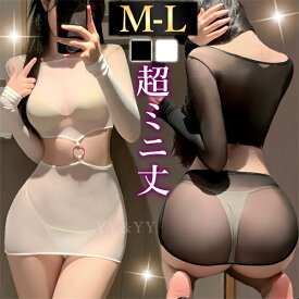 【3000円OFFクーポン有】ボディストッキング ボディコン セクシーランジェリー 超過激 透け スケスケ ブラック ボディタイツ シアー リング ブラック 長袖 ワンピース ワンピ ミニ丈 超ミニ セクシー ストッキング 全身タイツ エロ下着 谷間 ランジェリー ホワイト