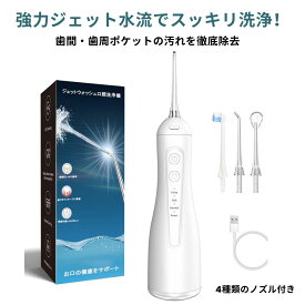 【土日限定価額　P5倍】即日発送、口腔洗浄器 コードレス口腔洗浄機 ジェットウォッシャー 口腔ケア 歯 口腔洗浄機 300ml大容量タンク 水圧 歯ブラシ 歯周病予防 口内洗浄器 USB充電式 矯正 歯垢洗浄 口臭防止 替えノズル 歯茎ケアー