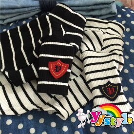 ボーダーライン ハイネック＆長袖セーター・ニット・Tシャツ★小型犬用♪★セール トイプードル パピヨン チワワ ヨーキー 犬服 長袖 tシャツ 春夏新作 犬ウェア 可愛い