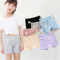 割引クーポン有（スーパーセール限定）★BAOBAO バオバオ Kids pants 薄手ヘムレース2分丈レギンス 女の…