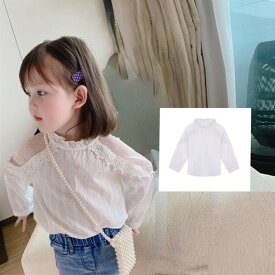 ★Kids shirt★子どもシャツ ガールズブラウス 女の子シャツ 子供ブラウス 女の子ブラウス　ホワイトシャツ 長袖シャツ ドレスシャツ 面接 通学 通園 結婚式 キッズシャツ 子供シャツ 子供服 フォーマルシャツ 90 100 110 120 130 140