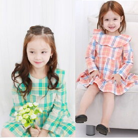 楽天市場 韓国子供服 柄チェック ワンピース キッズファッション キッズ ベビー マタニティの通販