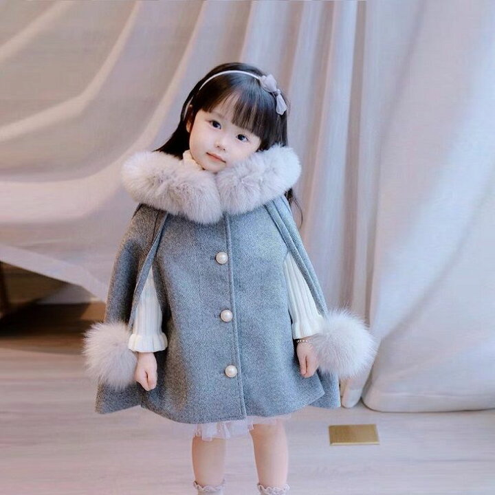 楽天市場】BAOBAO バオバオ kids 子どもポンチョ 帽子付き ファー付き  