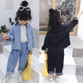 デニムジャケットとパンツセット デニムウェア デニムジーンズ fs04gm 子供服 おすすめ 女の子 デニムジーパン デニム上着 子供服ジンズ 子供服デニムパンツ デニムシャツ　韓国子供服 女の子 90cm 100cm 110cm 120cm 130cm