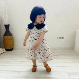 韓国子供服 女の子 ドットワンピース　レッド&ブラック