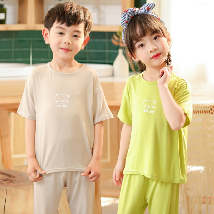 楽天市場 パジャマ ルームウェア キッズ パジャマ 子供パジャマ 女の子 男の子 ベビー 夏 薄手 トップス ズボン 半袖 ルームウェア 部屋着 無地 男女兼用 セットアップ かわいい おしゃれ 可愛い ナイトウェア 子供服 100 150cm 11色 Jocolate