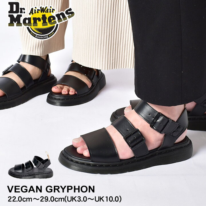 楽天市場 ドクターマーチン ヴィーガン グリフォン サンダル Dr Martens メンズ レディース ブラック 黒 Vegan Gryphon Sandal カジュアル パンク 人気 定番 おしゃれ ビーガン Z Craft