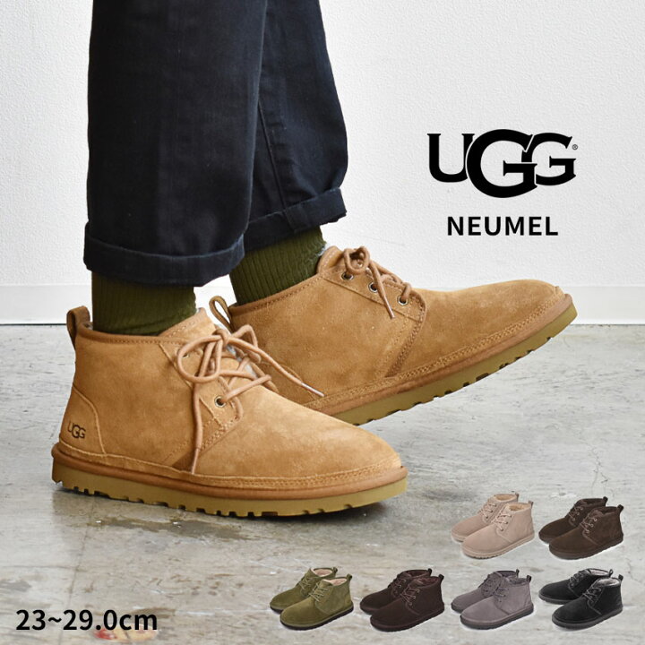 楽天市場 祝 決勝ｔ進出 緊急ｐ2倍 アグ ニューメル Ugg ムートンブーツ メンズ レディース ブラック 黒 ブラウン 茶 Neumel 3236 ショートブーツ シープスキン カジュアルシューズ チャッカブーツ ブランド ボア レザー 靴 本革 暖かい 防寒 もこもこ おしゃれ 人気
