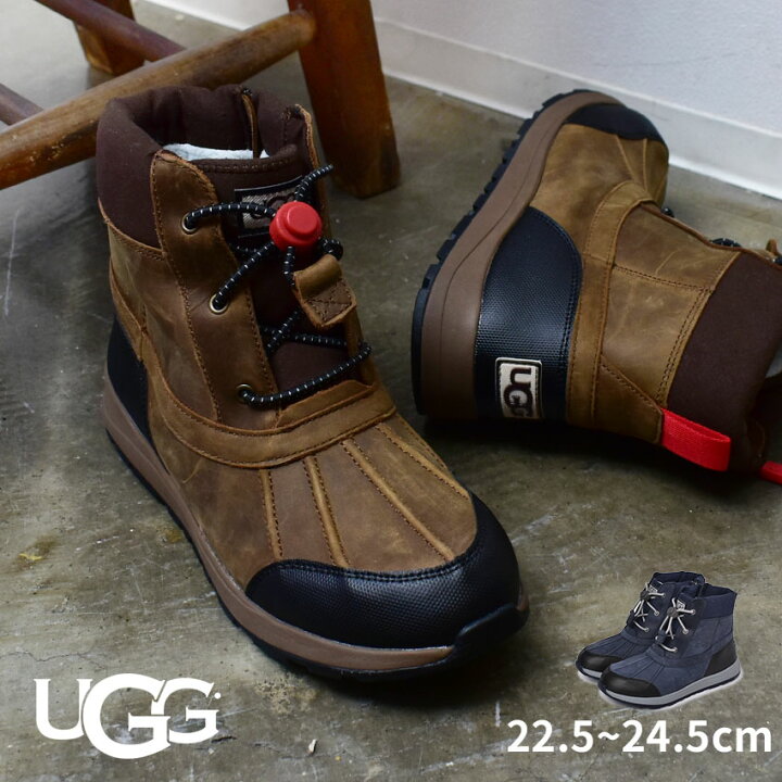 1度使用 25.0cm UGG スノーブーツ レザー 防寒 ミドル - メルカリ 