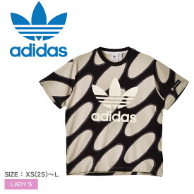 【ゆうパケット配送】アディダス オリジナルス Tシャツ ADIDAS ORIGINALS マリメッコ 総柄プリントシャツ レディース ベージュ ブラック 黒 IC1543 トップス カットソー 半袖 半袖Tシャツ スポーツ 総柄 定番 服 トレーニング