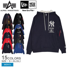 【店内全品★P5倍！】アルファ インダストリーズ パーカー ALPHA INDUSTRIES アルファインダストリーズ ジッパーパーカー メンズ ネイビー 紺 ブラック 黒 ブルー 青 X31921AE00 ウエア トップス ハーフジップ フード フーディー ブランド ニューエラ コラボ