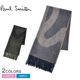 【店内全品★P2倍！】ポール スミス マフラー PAUL SMITH スカーフ ポールズ ロゴ メンズ レディース ブラック 黒 グレー SCARF PAULS LOGO M1A-513F-AS25 ウエア リバーシブル アクセサリー ブランド カジュアル シンプル ベーシック ひざ掛け ブランケット