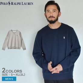 【店内全品★P5倍！】ポロ ラルフローレン スウェット POLO RALPH LAUREN ワンポイント セーターシャツ メンズ ネイビー 紺 グレー 710675313 トップス 長袖 刺繍 ワンポイント クルーネック ブランド カジュアル シンプル 人気 おしゃれ 定番 ベーシック|slz shnsw|