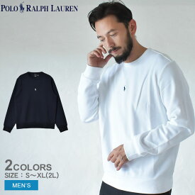 【店内全品★P5倍！】ポロ ラルフローレン スウェット POLO RALPH LAUREN ワンポイント センターロゴ スウェット メンズ ネイビー 紺 ホワイト 白 710839048 トップス 長袖 刺繍 ワンポイント クルーネック ブランド カジュアル シンプル 人気 おしゃれ 定番