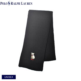 【ゆうパケット配送】ラルフローレン マフラー POLO RALPH LAUREN EMBROIDERED FRENCHIE SCARF メンズ レディース ユニセックス ブラック 黒 EMBROIDERED FRENCHIE SCARF PC1045 マフラー スカーフ ワンポイント 刺繍 シンプル おしゃれ