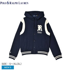 【店内全品★P5倍！】ポロ ラルフローレン フリースジャケット POLO RALPH LAUREN フリース フーデッド ベースボール ジャケット メンズ ネイビー 紺 ホワイト 白 FLEECE HOODED BASEBALL JACKET 710917912 トップス 長袖 フーディ フリース ジャケット ボタン