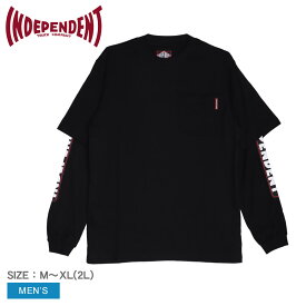 【店内全品★P5倍！】インディペンデント 長袖Tシャツ INDEPENDENT BAR LOGO 2FER L/S TEE メンズ ブラック 黒 44643266 ウエア トップス クルーネック ブランド シンプル カジュアル アメカジ スポーティ プリント ロゴ 長袖 Tシャツ ストリート スケボー