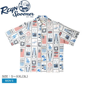 レインスプーナー 半袖シャツ REYN SPOONER MLB DODGERS AMERICANA SBF メンズ マルチ M637812124 トップス シャツ ウェア ウエア 半袖 柄シャツ アロハシャツ MLB ロサンゼルス・ドジャース メジャーリーグ 野球 ベースボール 総柄