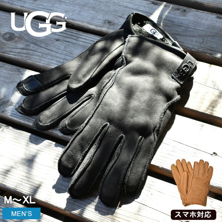 楽天市場】アグ 手袋 UGG レザー クラムシェル ロゴ グローブ メンズ 