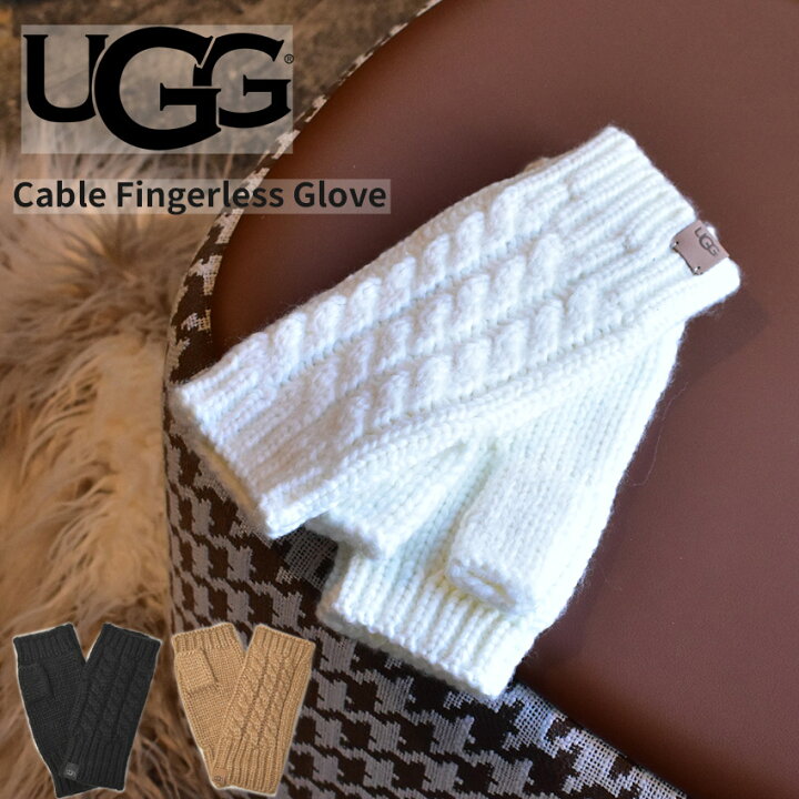 楽天市場】アグ UGG 手袋 レディース 指無し手袋 グローブ 黒 ベージュ 