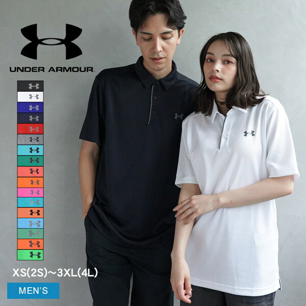アンダーアーマー 半袖ポロシャツ UNDER ARMOUR テック ポロシャツ メンズ 黒 ブラック 白 ホワイト TECH POLO SHIRT 1290140 UA ウエア ブランド トップス ヒートギア スポーツ カジュアル シンプル ロゴ スポーティ タウンユース|slz|