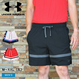 【店内全品★P5倍！】アンダーアーマー ハーフパンツ UNDERARMOUR ベースライン ウーブンショーツII メンズ ブラック 黒 マルチカラー ホワイト 白 レッド 赤 1377309 パンツ ボトムス 半ズボン 短パン ショーツ スポーツ バスケ バスケットボール バスパン