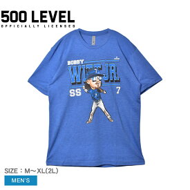 【ゆうパケット配送】 ファイブハンドレットレベル 半袖Tシャツ 500 LEVEL ボビー・ウィット・ジュニア カンザス シティ カートゥーン WHT メンズ ブルー 青 Bobby Witt Jr. Kansas City Cartoon WHT 0002-048-02 ウエア トップス 半袖 Tシャツ MLB ZSPO