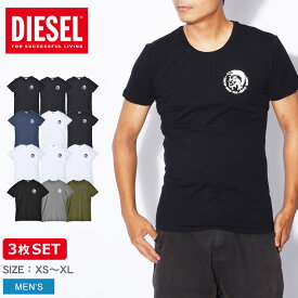 【店内全品★P5倍！】ディーゼル 半袖Tシャツ 3枚セット メンズ DIESEL UMTEE ランダル 3パック Tシャツ UMTEE RANDAL 3P TEE 00SJ5L 0TANL カジュアル ブランド tシャツ トップス 半袖 無地 スポーツ 人気 シンプル クルーネック ブラック 黒 ホワイト 白|slz|