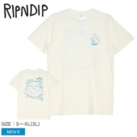 【店内全品★P2倍！】【ゆうパケット配送】リップンディップ 半袖Tシャツ RIPNDIP IN THE CLOUDS TEE メンズ ベージュ RND9949 ウエア トップス クルーネック ブランド ストリート カジュアル スケボー スポーツ スケート ロゴ アウトドア プリント 半袖 おしゃれ