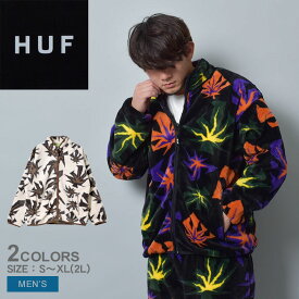 ハフ フリースジャケット HUF ローウェル ジャカード シェルパ ジップ メンズ ホワイト 白 ブラック 黒 マルチカラー LOWELL JACQUARD SHERPA ZIP FL00191 ジャケット ジップアップ フリース 防寒 暖かい 保温 冬 ブランド アウトドア