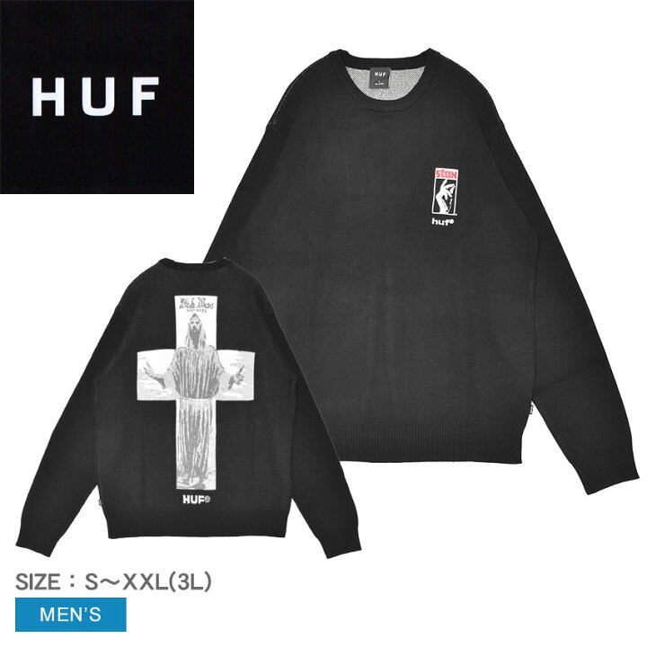 HUF◇ニット・セーター(厚手)/L/ナイロン/BLK/KN00521 HUF(ハフ 