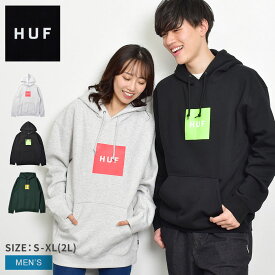 【店内全品★P5倍！】HUF ハフ パーカー メンズ レディース エッセンシャルズ ボックスロゴ フーディ ESSENT.BOX LOGO P/O HOODIE PF00465 トップス 長袖 スウェット ロゴ プリント カジュアル ストリート ポケット フード プルオーバー ブラック 黒 グレー