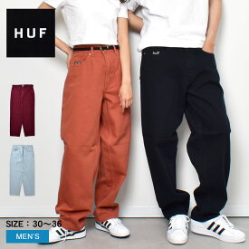 【店内全品★P2倍！】ハフ ボトムス HUF CROMER SIGNATURE PANT メンズ ブラック 黒 ブルー 青 PT00242 ロングパンツ 無地 ポケット ズボン 長ズボン カジュアル ストリート スケーター スケボー ウエストゴム バギーパンツ デニムパンツ ブランド