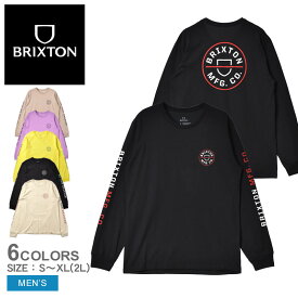 ブリクストン 長袖Tシャツ BRIXTON CREST L/S STT メンズ ブラック 黒 ベージュ 16251 ウエア トップス 長袖 クルーネック シンプル ブランド ストリート カジュアル おしゃれ パープル イエロー|slz|