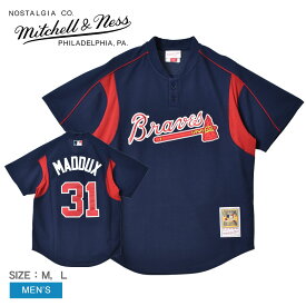 【店内全品★P5倍！】ミッチェルアンドネス ユニフォーム MITCHELL ＆ NESS メンズ ネイビー 紺 レッド 赤 MLB ATLANTA BRAVES GREG MADDUX 2003 BP JERSEY ABPJ3335-ABR03GMANAVY ウエア トップス ベースボールジャージ ストリート オーセンティック ブランド ZSPO