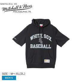 【スーパーSALE開催中★】ミッチェルアンドネス ショートスリーブ プルオーバーパーカー MITCHELL ＆ NESS シカゴ・ホワイトソックス ショートスリーブ プルオーバーフーディ メンズ ブラック 黒 ホワイト 白 Chicago White Sox Short Sleeve Pullover Hoodie ZSPO