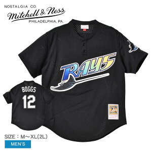 ミッチェルアンドネス ユニフォーム MITCHELL & NESS メンズ ブラック 黒 ホワイト 白 MLB AUTHENTIC WADE BOGGS TAMPA BAY RAYS 1998 JERSEY ABPJ3032-TBR98WBOBLCK ウエア トップス ベースボールジャージ ストリート