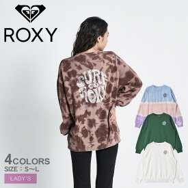 【店内全品★P2倍！】ロキシー スウェット ROXY SURF CO ROXY バックプリント スウェットトップ レディース ホワイト 白 ブラウン グリーン マルチ RPO224015 ウエア 長袖 トップス カジュアル スポーティ シンプル サーフ ビーチ タイダイ染め プリント レトロ|slz shn|