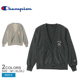 【店内全品★P5倍！】チャンピオン カーディガン CHAMPION リバースウィーブ スウェットカーディガン メンズ ブラック 黒 グレー C3-Z014 トップス 羽織 裏毛 長袖 Vネック 無地 ロゴ 刺繍 刺しゅう ワンポイント 定番 ベーシック ブランド カジュアル トラッド|slz|