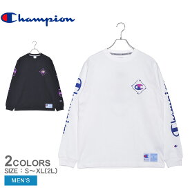 【店内全品★P2倍！】【ゆうパケット配送】チャンピオン 長袖Tシャツ CHAMPION ロングスリーブ Tシャツ メンズ ホワイト 白 ブラック 黒 L/S T-SHIRT C3-R402 ウエア トップス ブランド クルーネック プリント カジュアル スポーティー 長袖