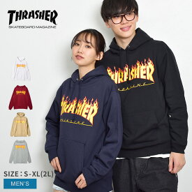 【店内全品★P2倍！】スラッシャー パーカー メンズ レディース 裏毛 フーディ オーバーサイズ ゆったり THRASHER FLAME フード スウェット プルオーバー TH95130PL ロゴ ストリート スケボー ブランド カジュアル トップス 長袖 プリント ポケット